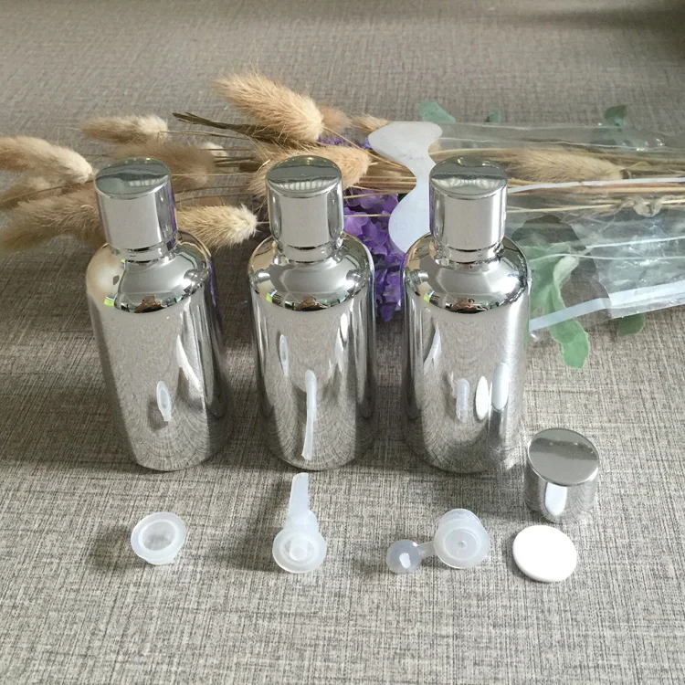 

50ml essentical oil dropper bottle silver plated makeup container refillable cosmetics bottles small wholesale 50pieces/lot
