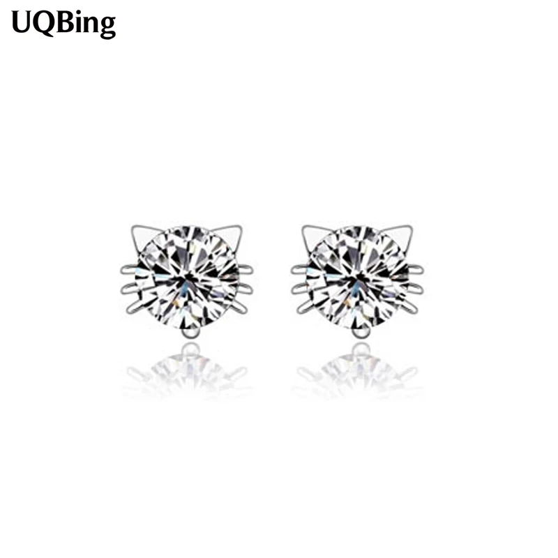 

Plata 925 Sterling Silver Earrings Jewelry Crystal Cat Stud Earrings Pure 925 Silver Earrings Brincos Pendientes de plata