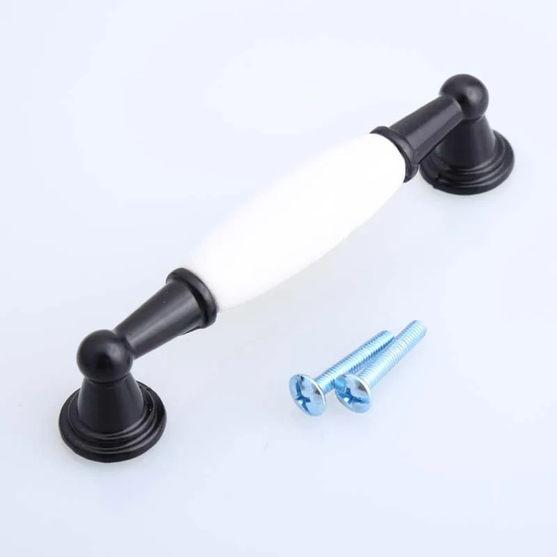 Ручки для мебели 128 мм 96 белые черные современные простая мебель керамические