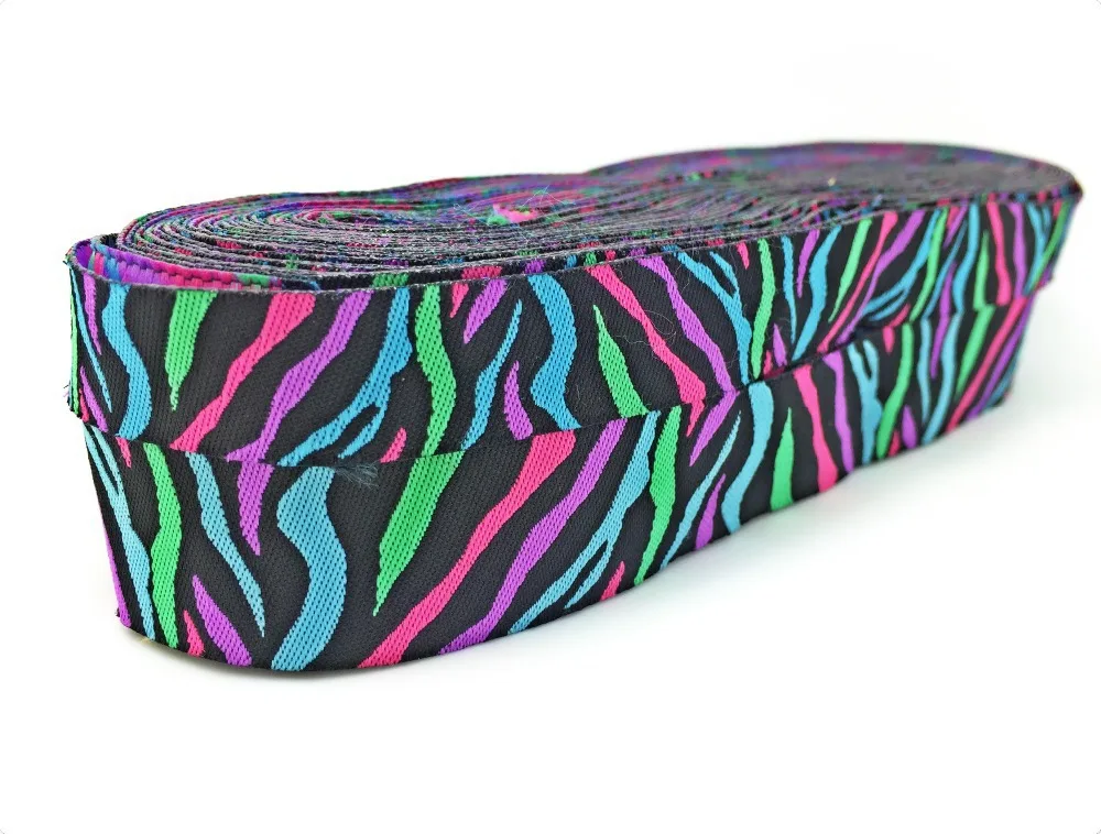 

wholesale 5/8"+7/8"(16+22mm 20y/lots) Polyester Leopard grain color Woven Jacquard Ribbon For Dog Collar stripe ribbon