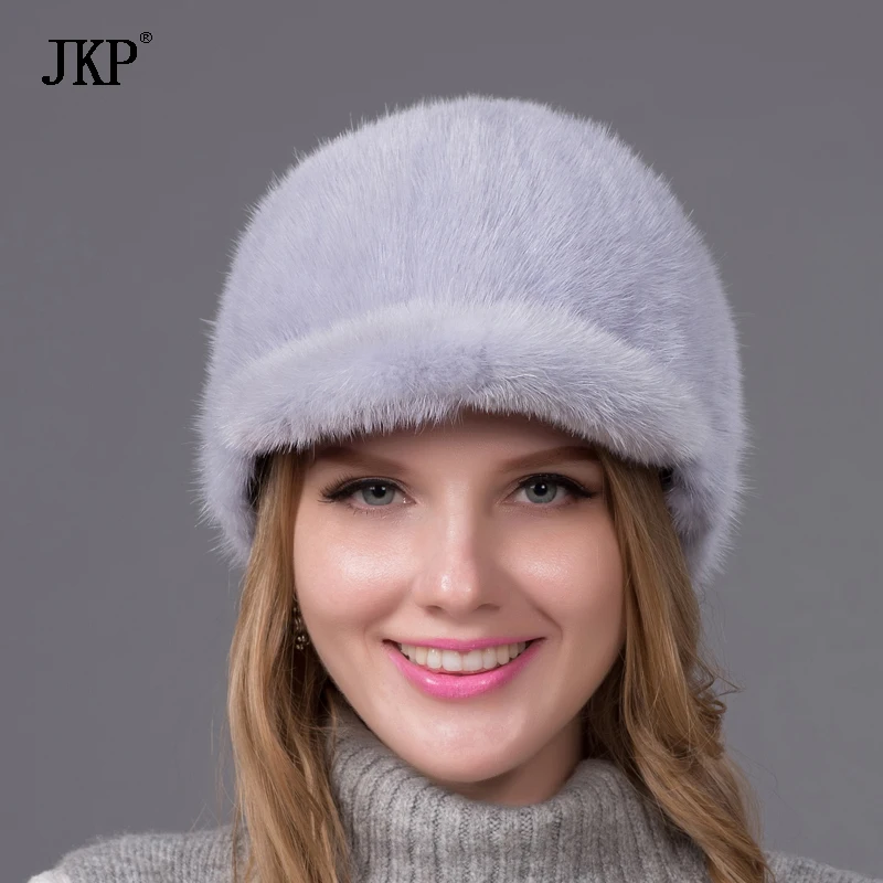 100% натуральный цельный мех норки меховые шапки козырьки милая для женщин