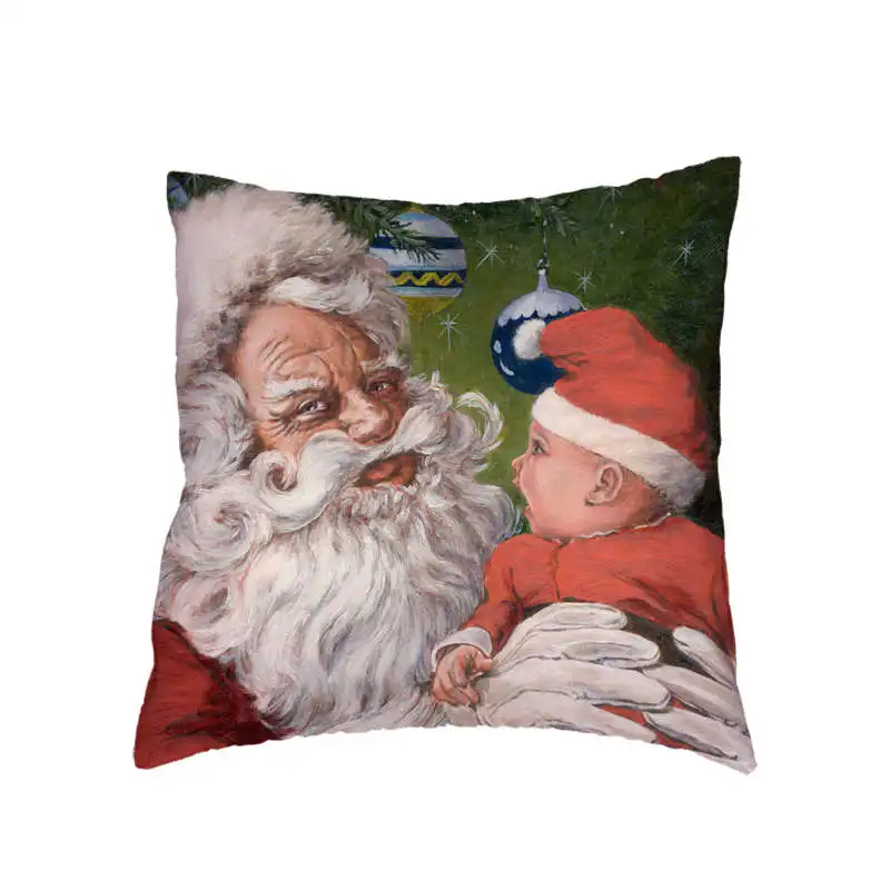 Dog Christmas Pattern Comfortable Sofa Cover Santa Printed Pillow Holiday Decorations Car Room Polyester Braz | Дом и сад