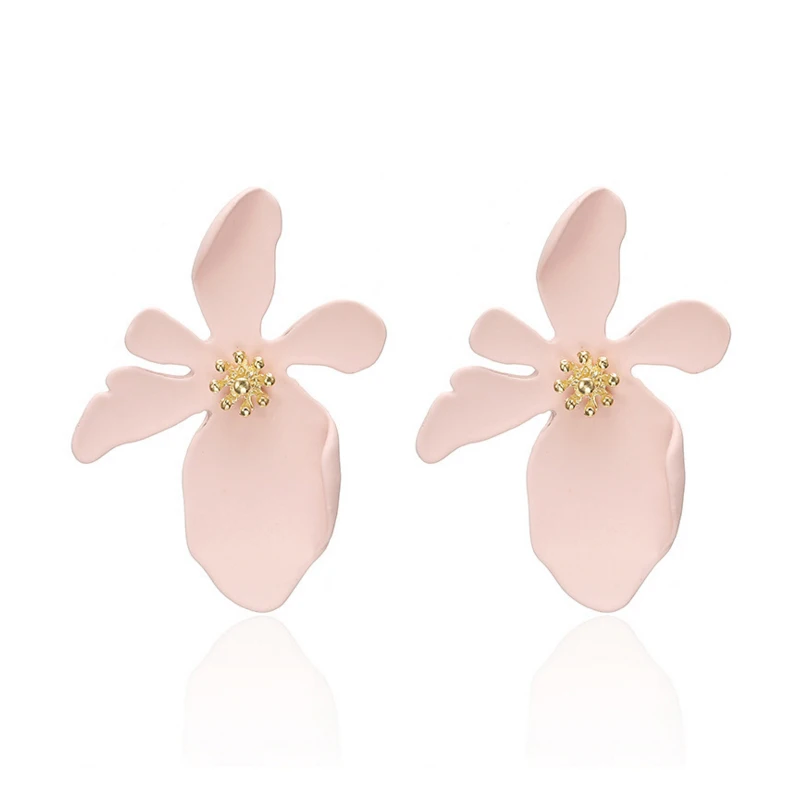 Женские крупные серьги гвоздики ZA корейские брендовые с крупными цветами