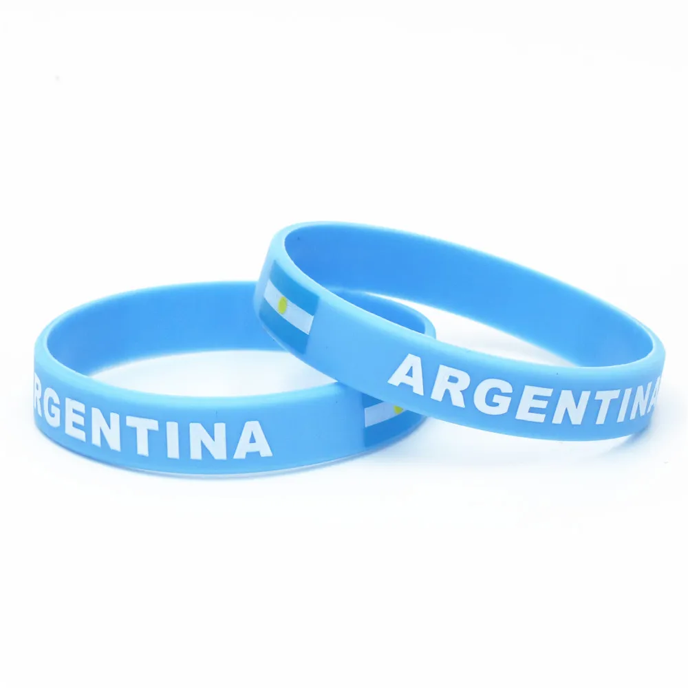 

1PC Blue Argentina Flag Soccer Sport Wristband Blue White Football Teams Silicone Rubber Bracelets&Bangles Souvenir 2018 SH231
