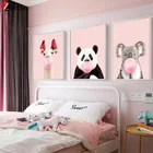 Картина на холсте с изображением животных панды ламы кенгуру коала постер с жевательной резинкой розовая детская настенная живопись украшение для детской комнаты картины