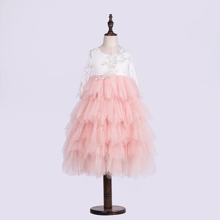 2017 новые летние корейские изящные кружевные платья с длинными рукавами и