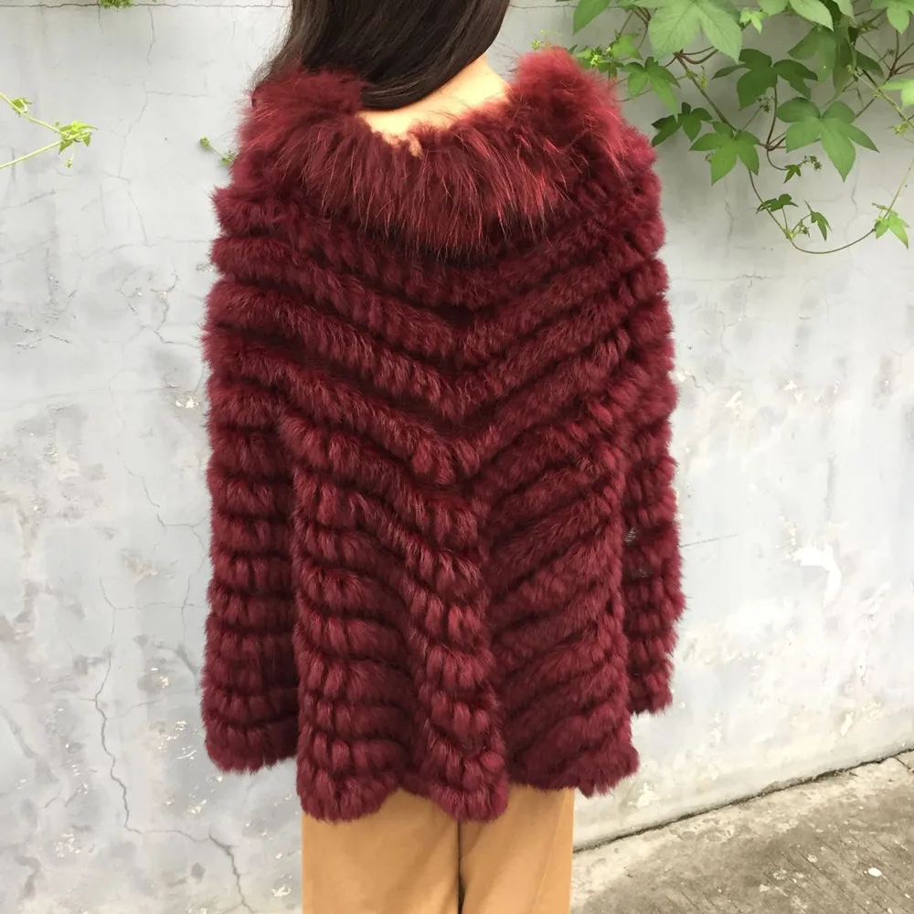 Jancoco Max+ Новинка, пончо с натуральным кроличьим мехом, зимняя модная Стильная накидка, Женская шаль для вечеринки S7112