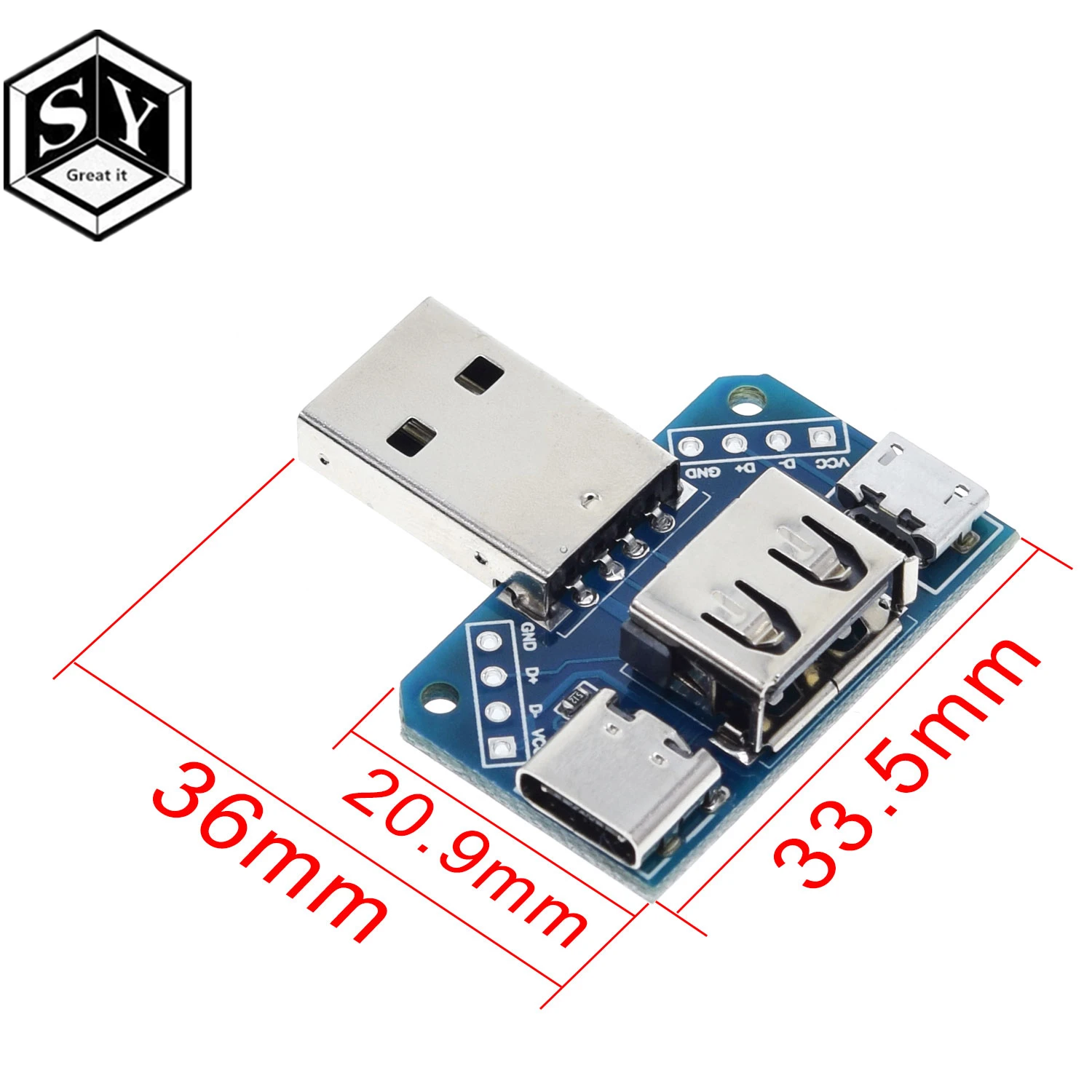 USB головное распределительное устройство мужской usb-разъем для type-c Micro Female USB 2,54-4 P тестовая плата передачи USB адаптер пластина XY-USB4