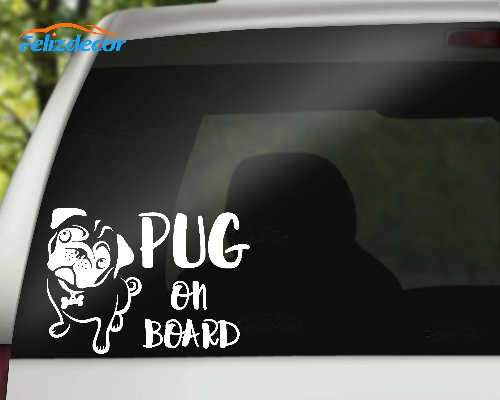 Pug On Board Car Stickers 27x19cm Cute Doggy Decals Art Window Decor Quality Waterproof L022 | Автомобили и мотоциклы