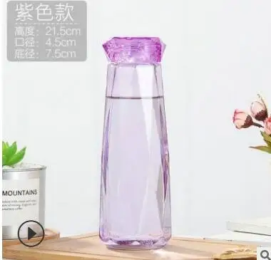 Фиолетовый Хрустальная бутылка для воды, креативные бутылки, чашка, бутылка с драгоценными камнями, дорожная бутылка, прозрачная стеклянная бутылка для сока воды для женщин - Цвет: Фиолетовый