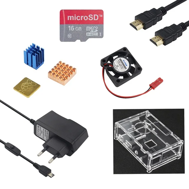 Красный Raspberry Pi 3 model b плюс интимные аксессуары комплект Акриловый чехол+ процессор вентилятор 5 в 2.5A адаптеры питания теплоотвод для Raspberry Pi 3B+/3 - Цвет: Красный