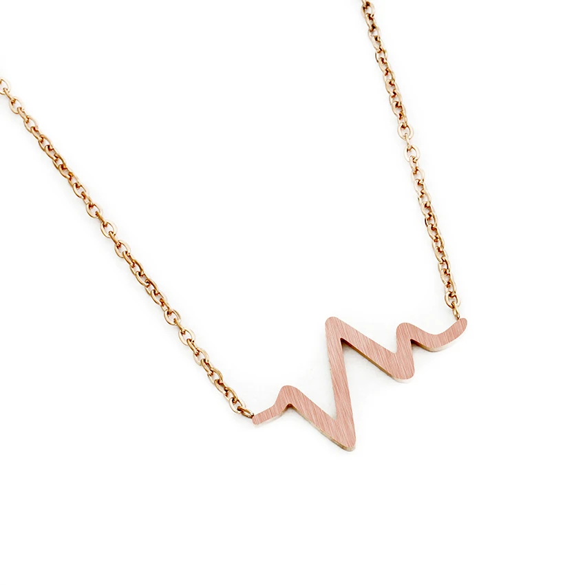 Simple Thin Curved bars Pendants Heart Beat Necklaces For Women Unique Jewelry Stainless Steel Link Chain Charm Bijoux Femme Bff|heart beat