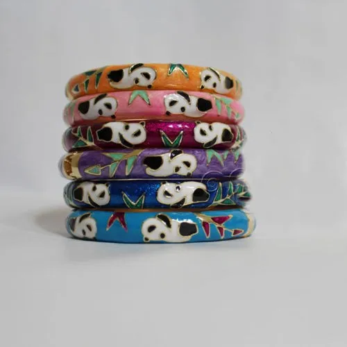 Wholesale10Pcs ручной работы в китайском стиле; обувь с перегородчатой эмалью Craft панда& браслет из бамбука