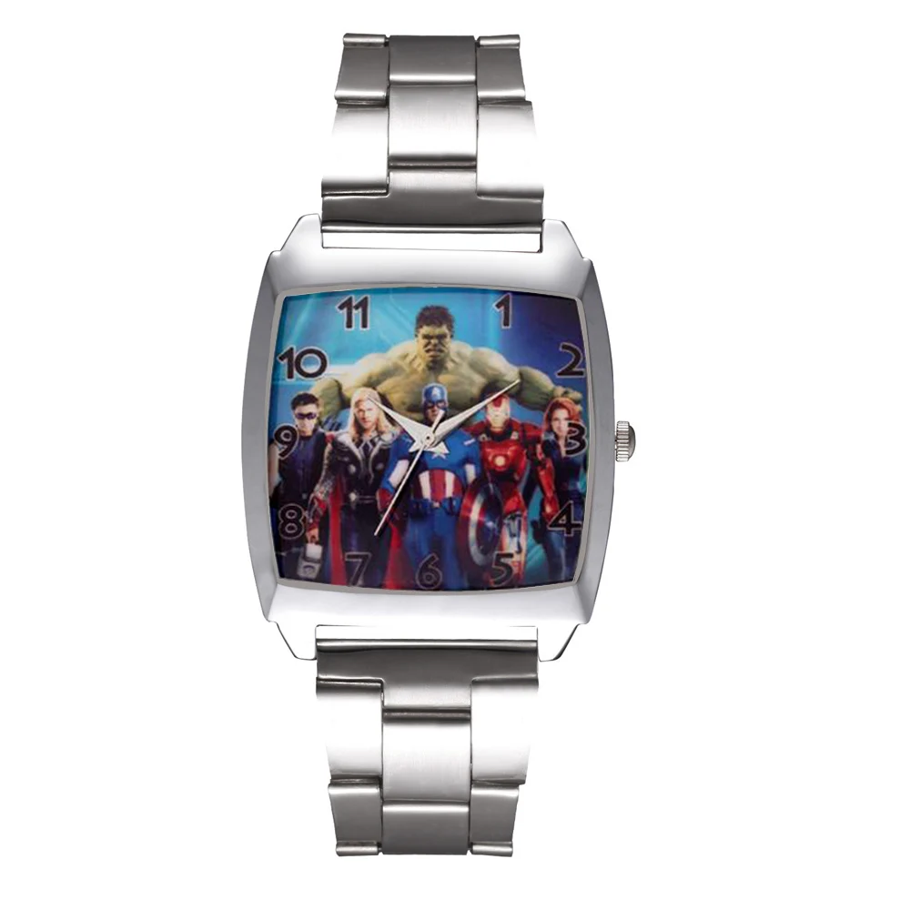 Прямоугольный циферблат с мультипликационным рисунком для мужчин женщин