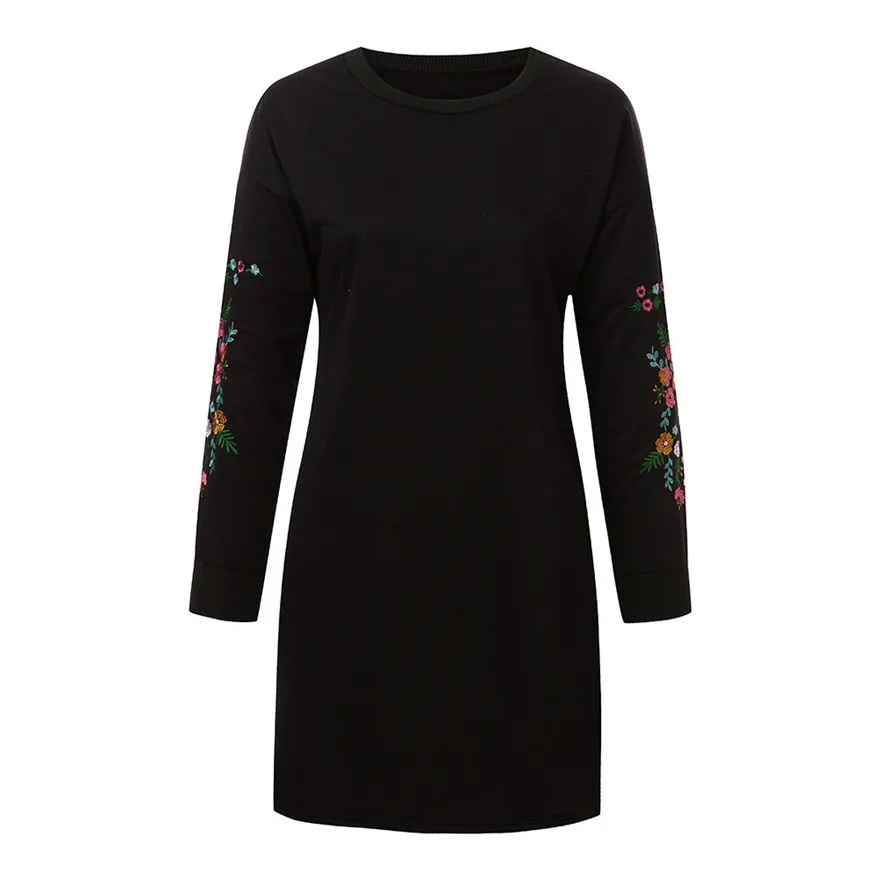 Women Autumn Winter Casual Long Sleeve Floral Embroidery long pullovers Sweatshirt | Женская одежда