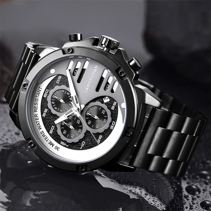 Модные трендовые мужские часы Секундомер-Хронограф Календарь бизнес relogio masculino |