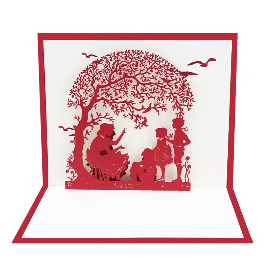 10 шт. ручной работы Kirigami Origami Tree Kids 3D Pop UP Поздравительные открытки