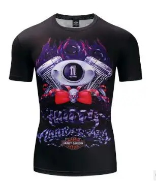 Фитнес Мужская компрессионная футболка аниме бодибилдинг короткий рукав Crossfit 3D