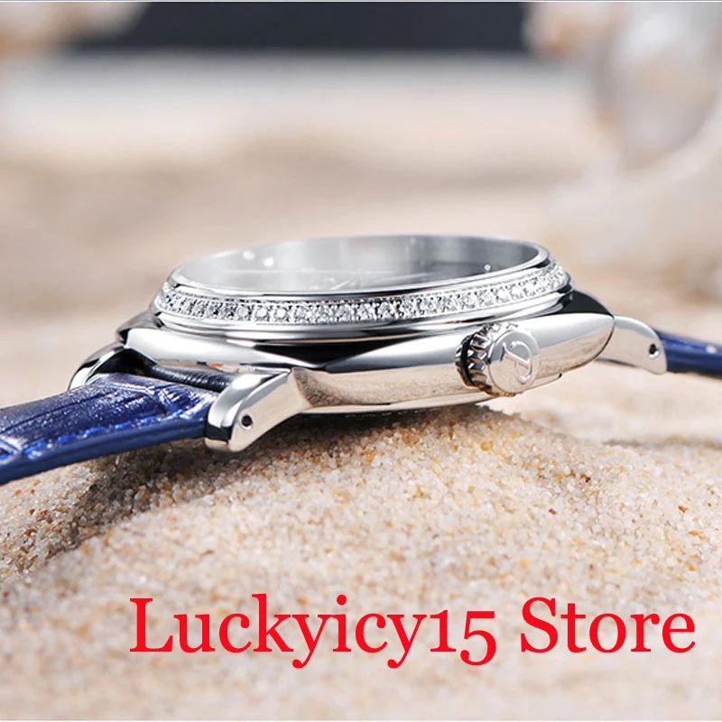 PARNIS Fashion Special Design Mechanical Automatic Men's Watch Royal Blue Dial 39mm Polished Leather Strap Sapphire Glass | Наручные