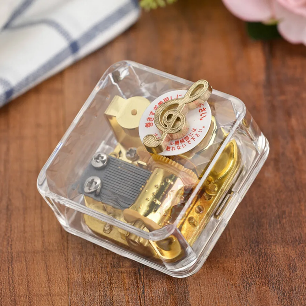 Заводная Музыкальная шкатулка Note Top акриловая прозрачная заводная 18 note с золотым