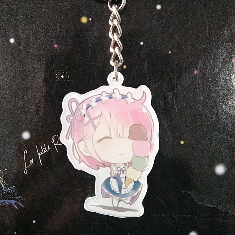 Брелок для ключей с рисунком из аниме Re:Zero kara Hajimeru Isekai Seikatsu Natsuki Subaru Emilia Rem