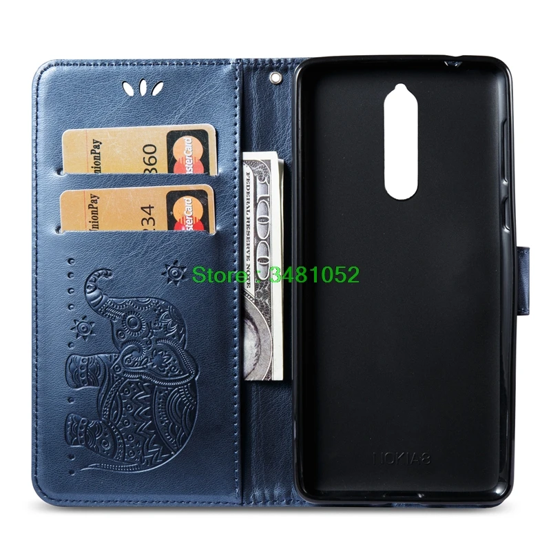 Флип Elephant Coque для Nokia 8 Dual чехол Ретро кошелек Искусственная кожа ТПУ Nokia8 TA-1004 ta- 1012