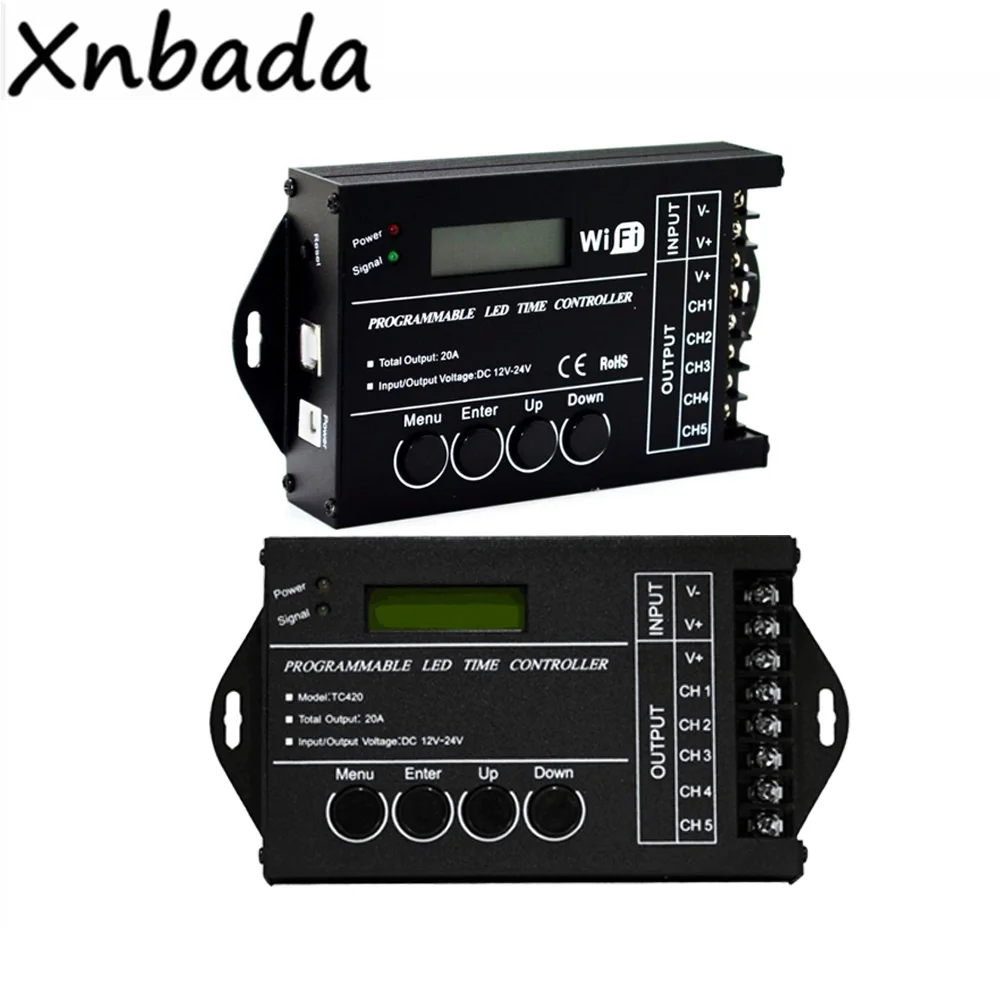TC420/TC421 (WI FI) Время Программируемый RGB светодиодный диммер контроллер DC12V 24V 5 общего