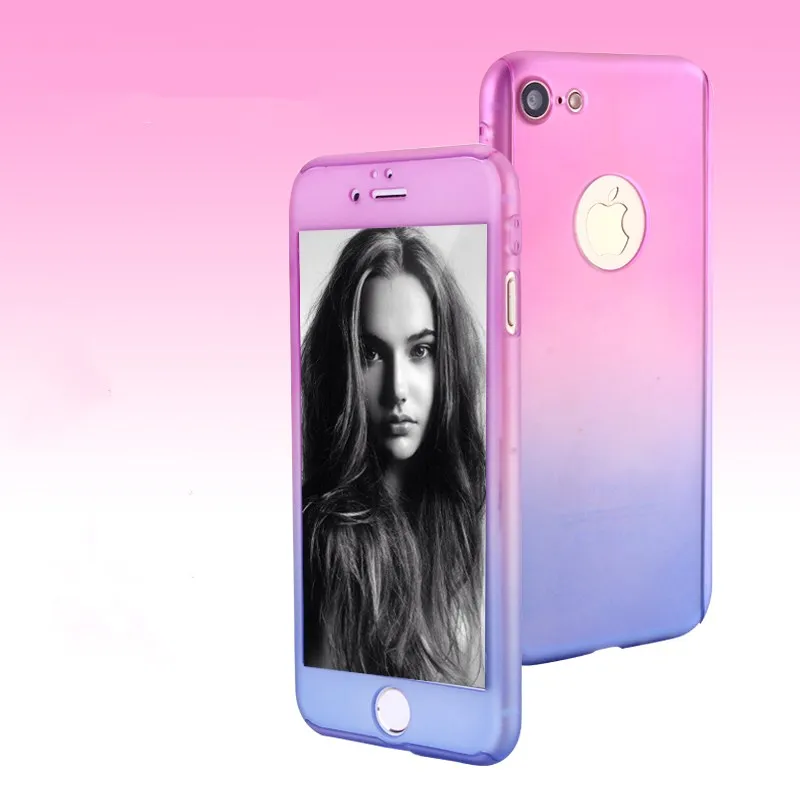 Градиент цвета радуги 360 полный охват тела телефонные чехлы для Apple iPhone 7 Plus