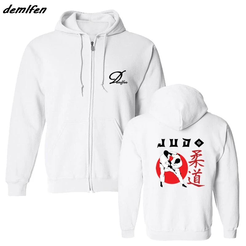 

New Fashion Men Fleece Sweatshirt Judo Japanese Nippon Martial Art Combat War Self Defense Hoodie Hip Hop Jacket Coat Harajuku
