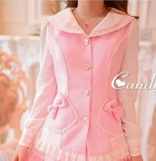 coat Платье принцессы милое пальто в стиле Лолита; яркие непромокаемые сапоги весна Колледж стиль милый розовый с матросским воротником платье в лоскутной технике пальто W18 - Цвет: coat