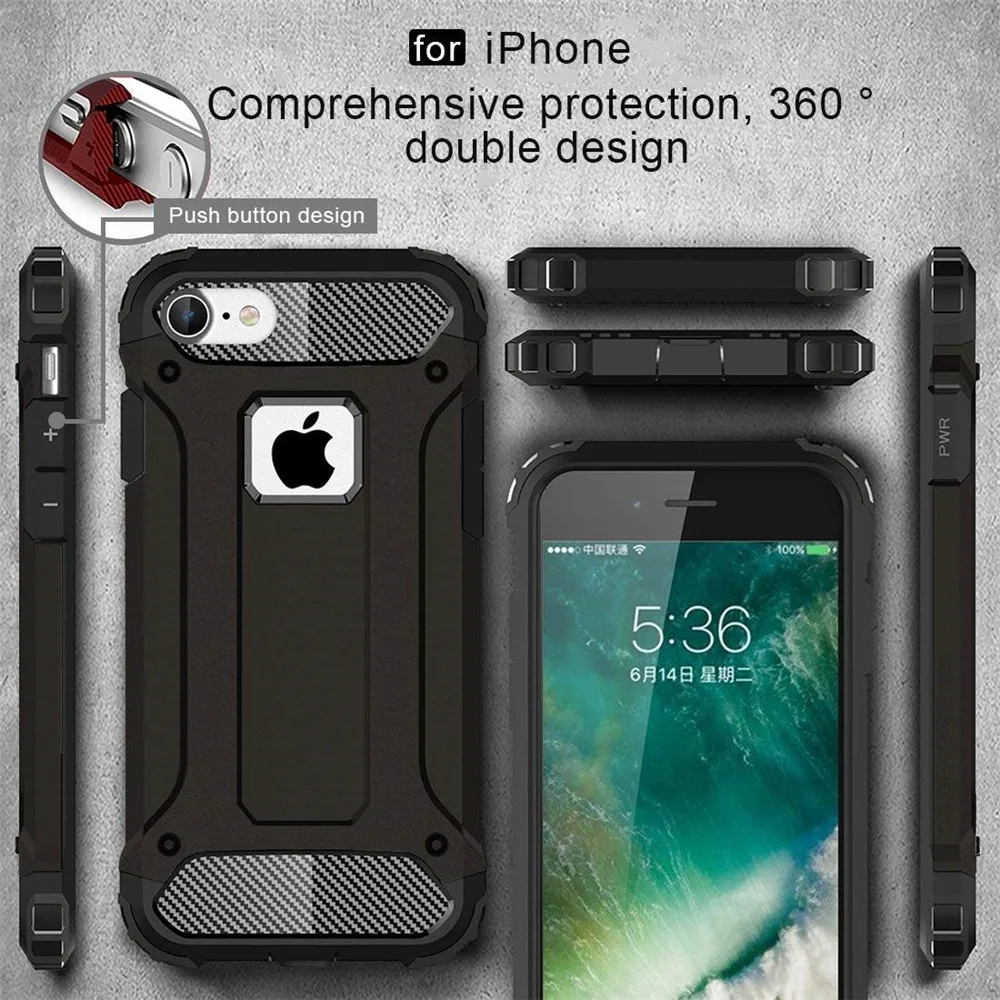 Чехол для iPhone 6 6s 7 8 Plus X Роскошный Жесткий гибридный защитный силиконовый тонкий