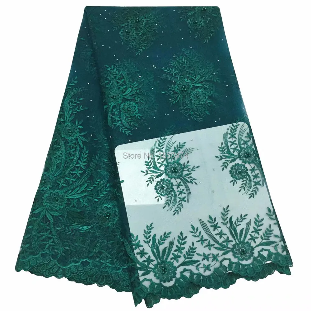 

Cheap Green French Laces beads stones Fabrics High Quality Tulle African Laces Fabric For Wedding Nigerian Tulle Lace Material
