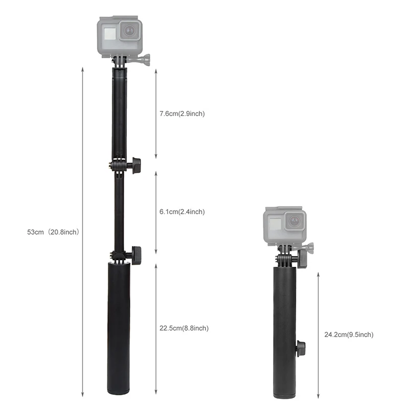 Go Pro 3 way monopod Three-way adjustment arm Tripod selfie stick for gopro Hero 9 8 7 6 SJ4000 Sjcam XiaoYi Camera Accessories |