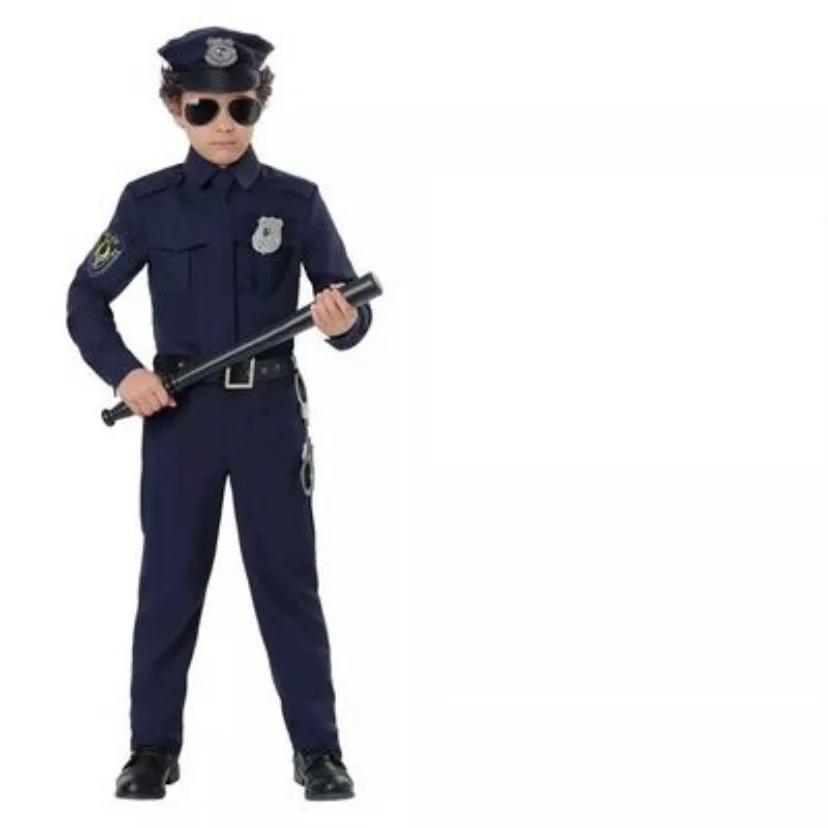 kids costume Костюмы полицейских на Хэллоуин для взрослых, вечерние, карнавальные, полицейская форма для мужчин, армейский полицейский, косплей, комплекты одежды, вечерние, для выступлений - Цвет: kids costume