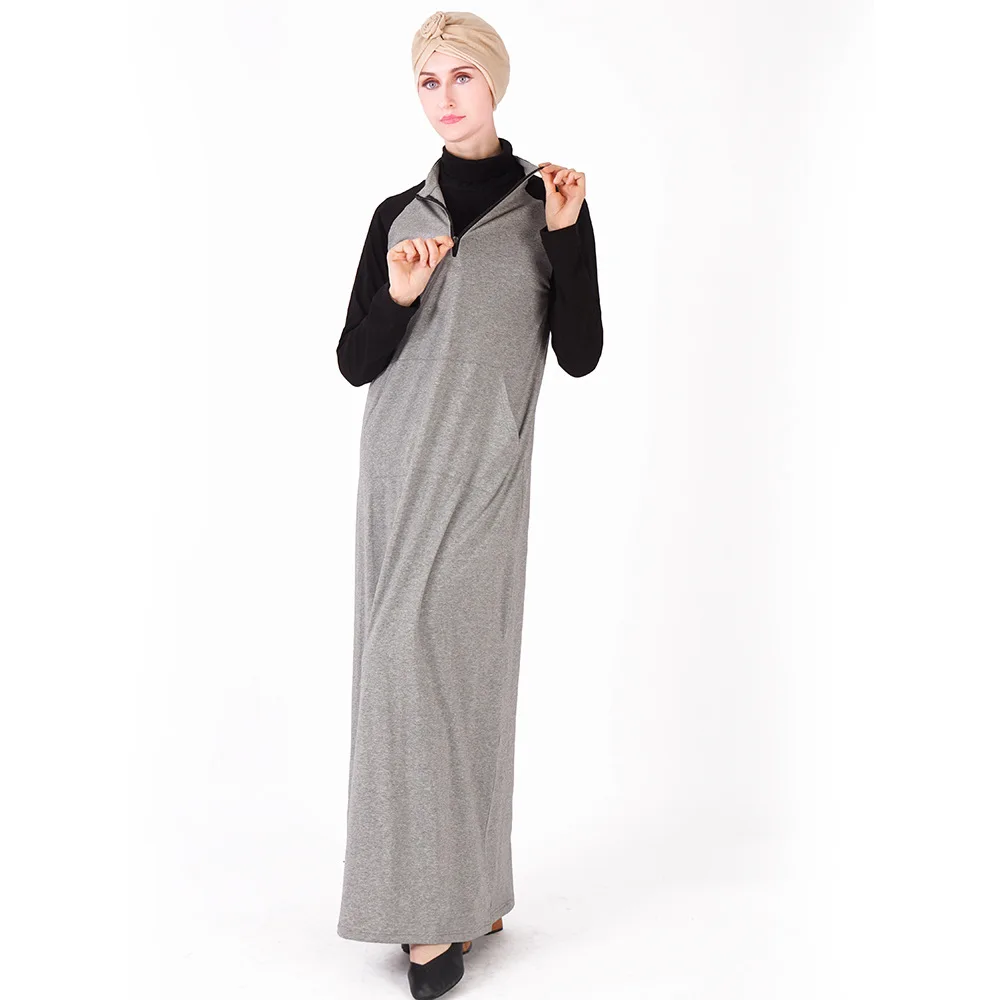 Повседневное хлопок Abayas студенты спортивные длинное платье арабских полной