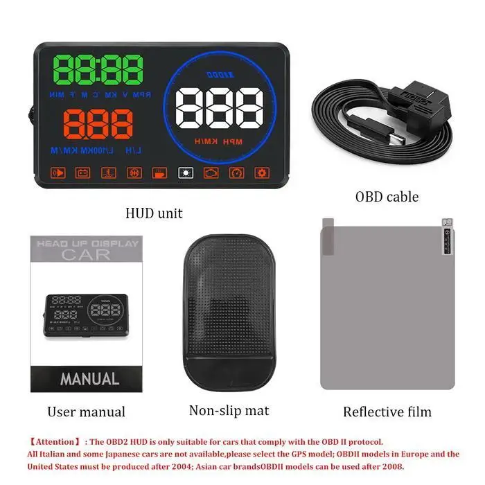 5,5 дюймов OBD HUD Автомобильный дисплей на лобовое стекло автомобильный проектор бортовой компьютер hud Дисплей Автомобильная электроника obd2 Автомобильный спидометр