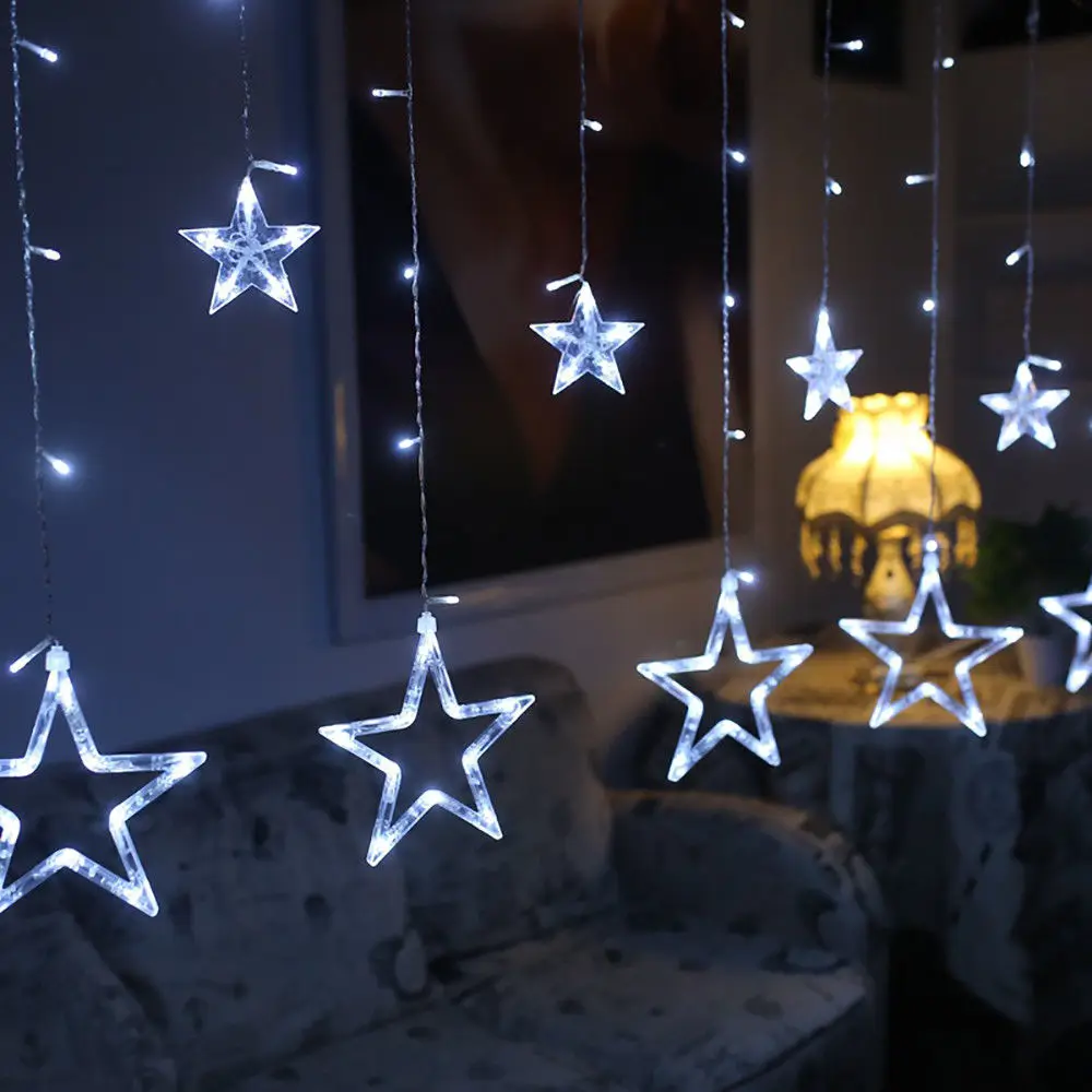 LED Star AC 220V Light Curtain String New Year Year's Decorations for Home string Christmas ornaments light | Лампы и освещение