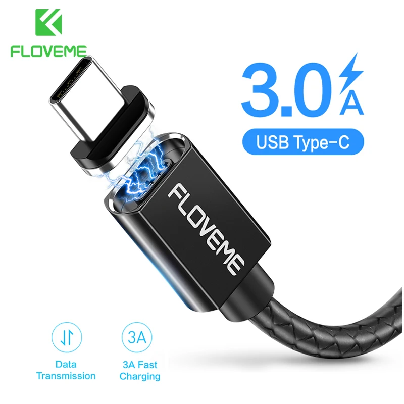 FLOVEME-Cable magnético USB tipo C para móvil, cargador magnético rápido de 1M,...