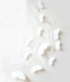 12 шт./компл. Новое поступление 3D творческий наклейки на стену с Бабочка ПВХ обувь с украшениями в виде цветков и бабочек, стикеры для домашнего декора - Цвет: White