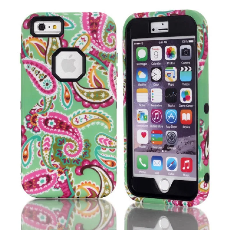 cashew flower water/dirt/shockproof mobile phone Hybrid Hard Plastic case for iphone6 5.5inches Pc + silicon phone-case/ shell |