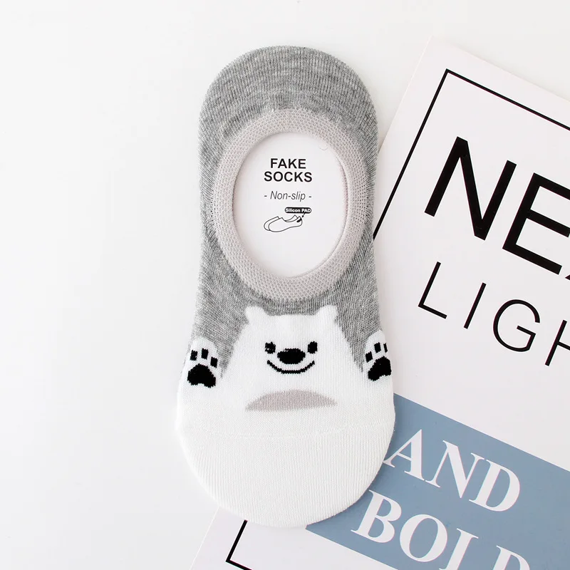 Летние женские невидимые носки башмачки Нескользящие хлопковые с изображением