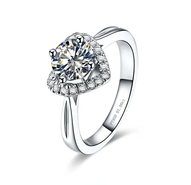 

Vintage Heart Cut 1CT Fine Diamond Women Wedding Anniversary Ring Top Quality Guarantee Girl Love Best Birthday Gift