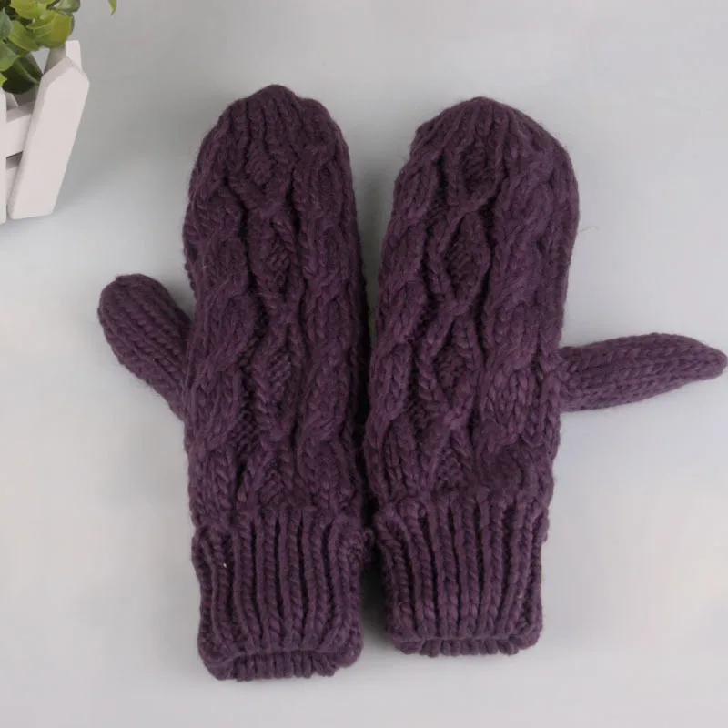 2018 модные новые зимние женские вязаные толстые двухслойные шерстяные перчатки