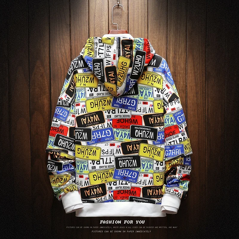 Мужские толстовки с дырками и надписью свободные простые универсальные свитшоты