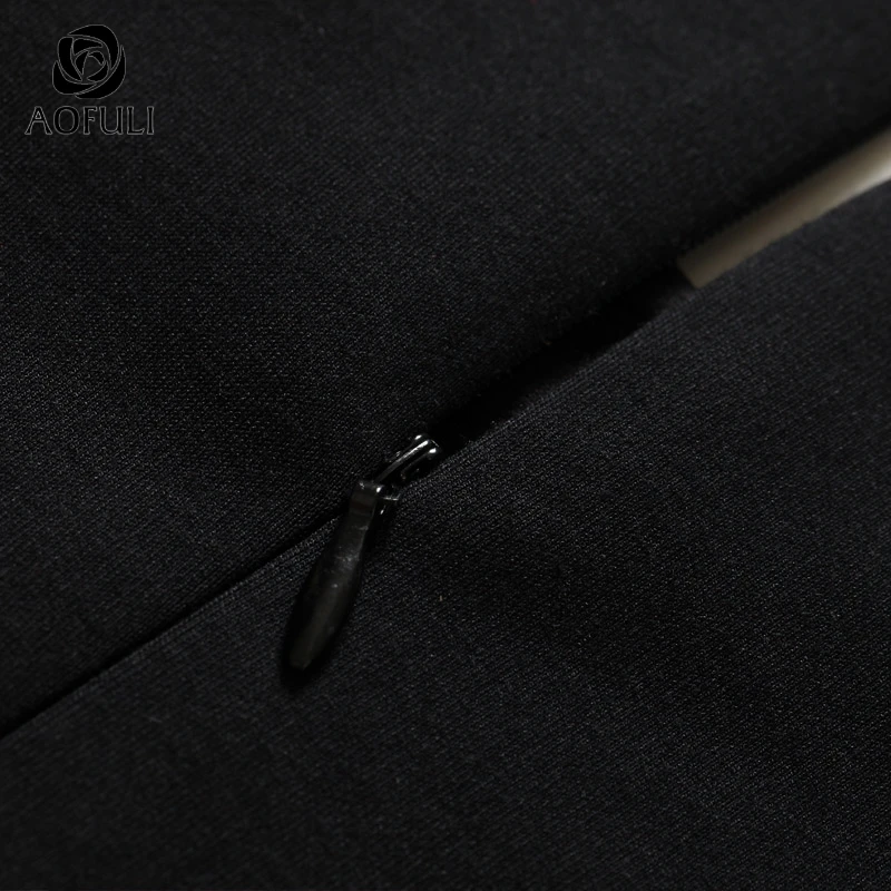 AOFULI S Xxxl 4xl 5xl дамское черное платье большого размера весеннее расшитое блестками