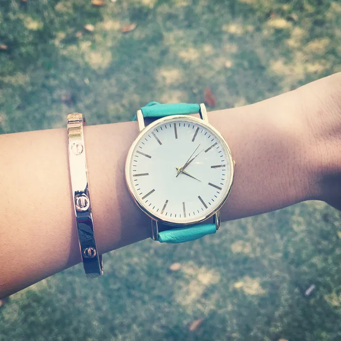 Часы с кожаным ремешком женские кварцевые часы розового цвета 6 видов цветов 2015 |