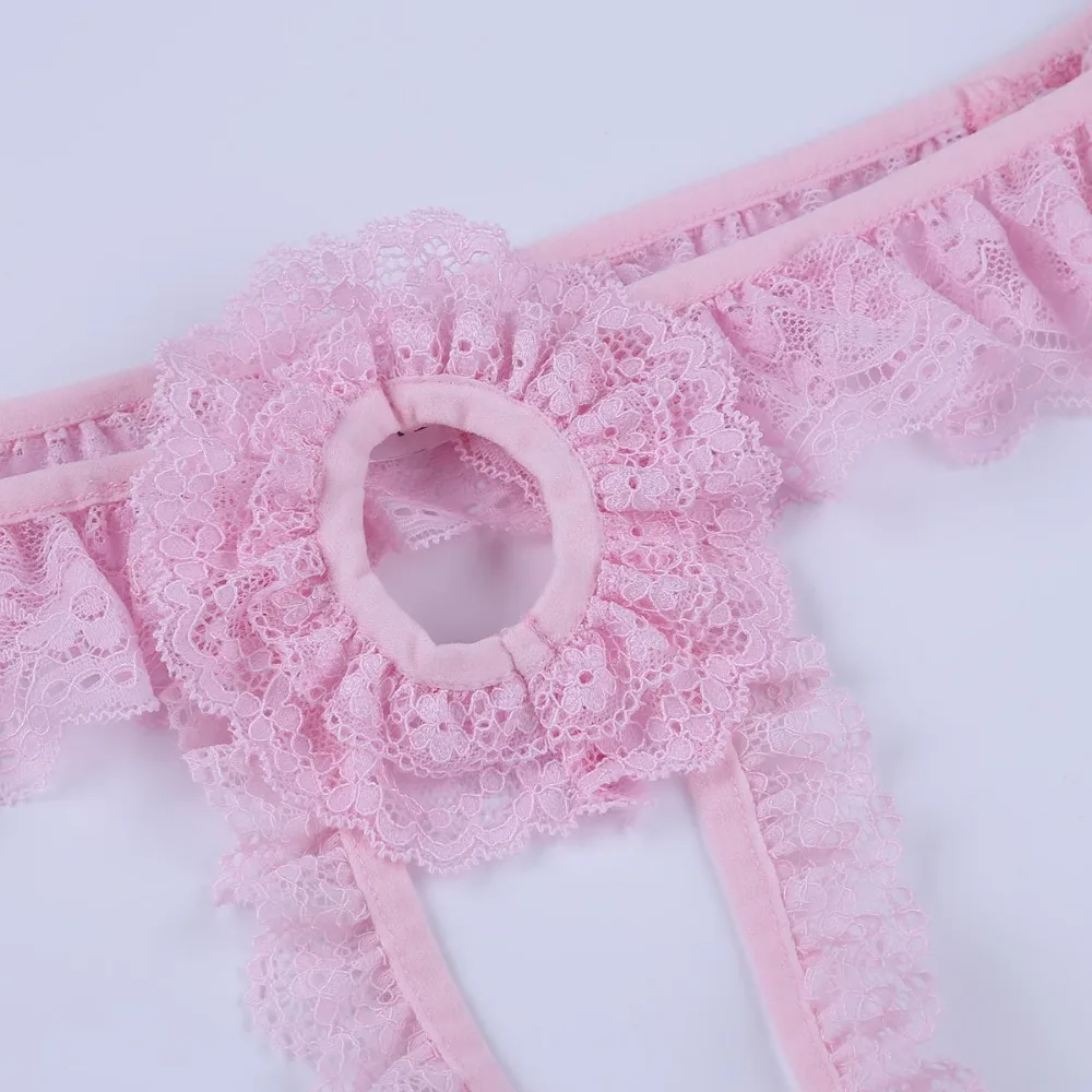 Сексуальное мужское нижнее белье кружевные трусики без косточек с открытой