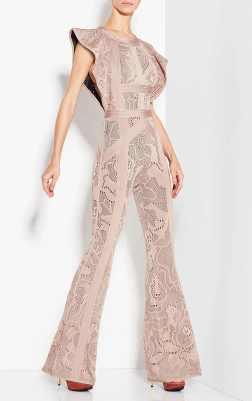 Бандажный комбинезон 2017 Новый шикарный роскошный круглый вырез черный хаки