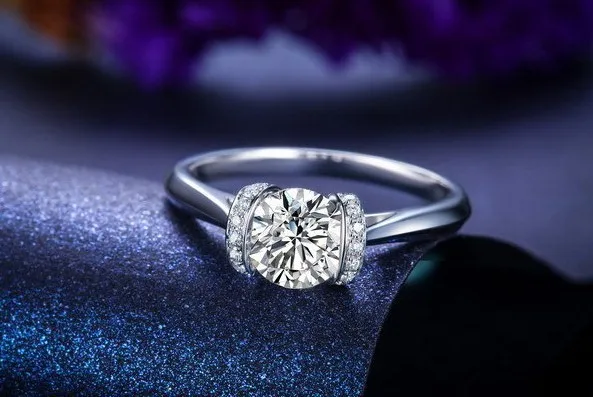 Кольцо от Звездного бренда Moissanite, 18 K, белое золото, 1CT, бриллиантовое кольцо, Moissanite, Стерлинговое, AU750, Женское Обручальное кольцо, ювелирные изделия