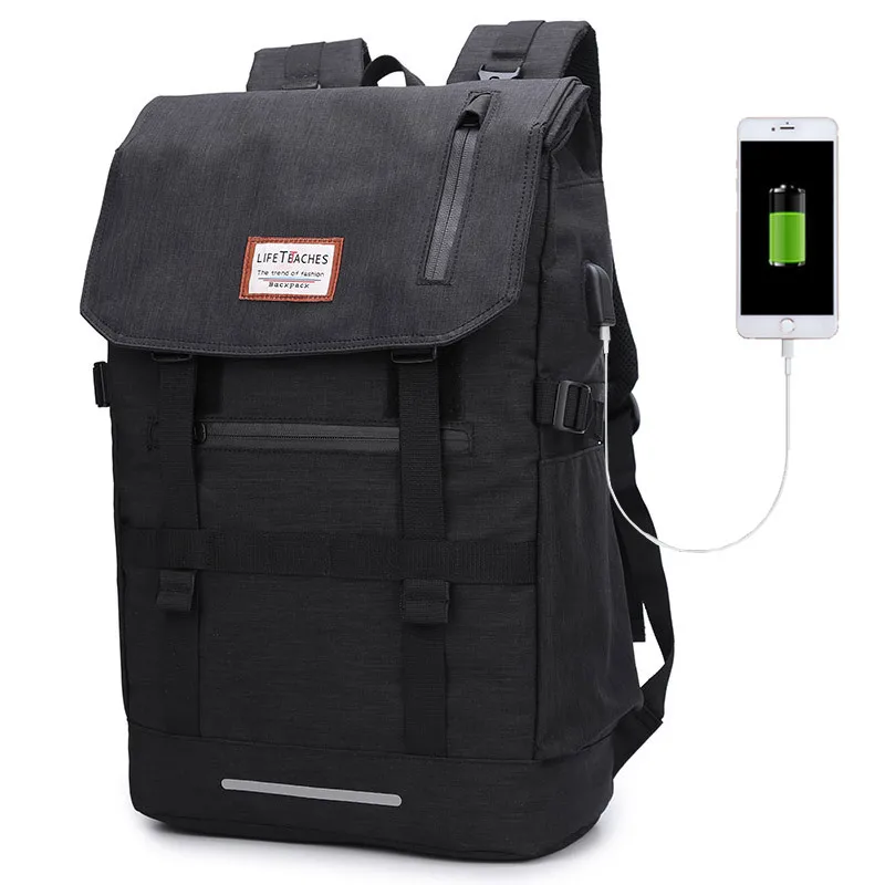 Новинка, многофункциональный мужской рюкзак, зарядка через usb, 40 л, большая вместительность, для мужчин, черный, для путешествий, рюкзаки, модные школьные сумки